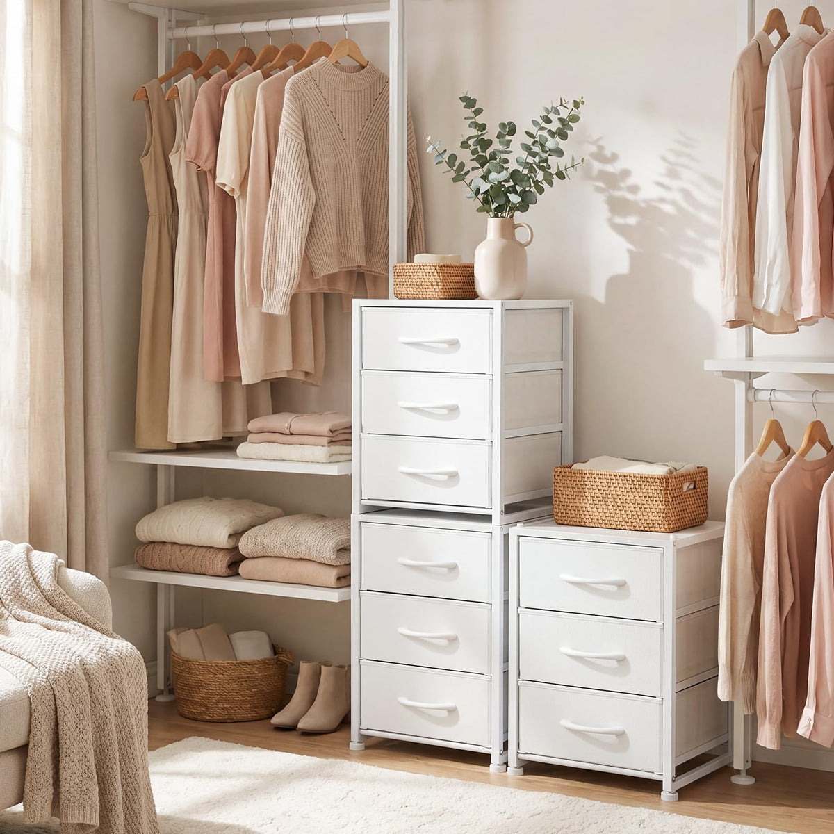 2-Pack Stackable 3-Tier Fabric Storage Drawers J543