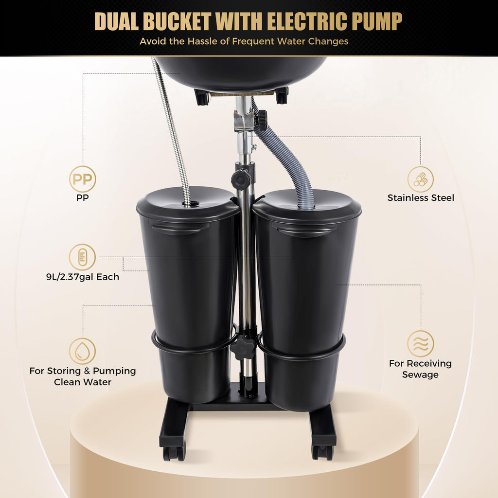 Portable Shampoo Bowl with Adjustable Height and Downspout Z1744