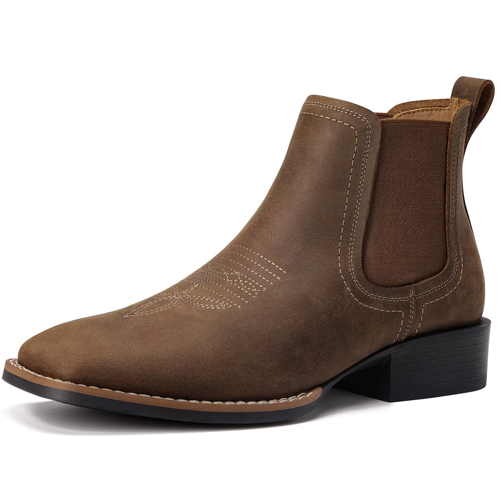 Western Cowboy Boots Square Toe Chelsea Ankle Boots Y35183