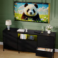 Black LED TV Stand Dresser with 8 Fabric Drawers O936603