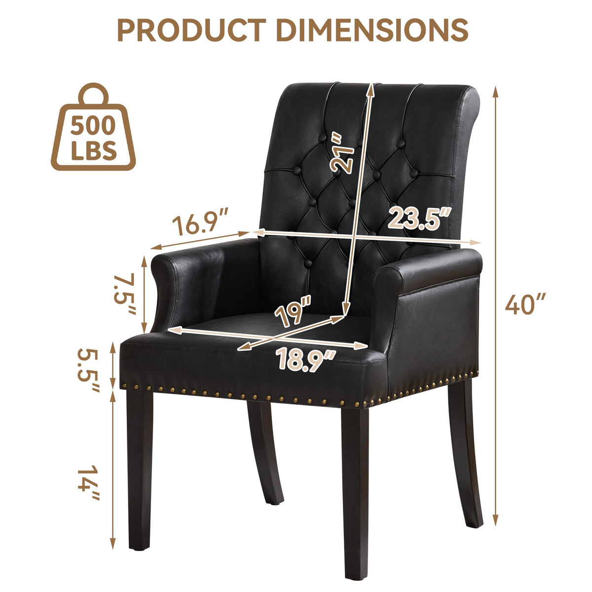 Black PU Leather Dining Chair with Arms F263