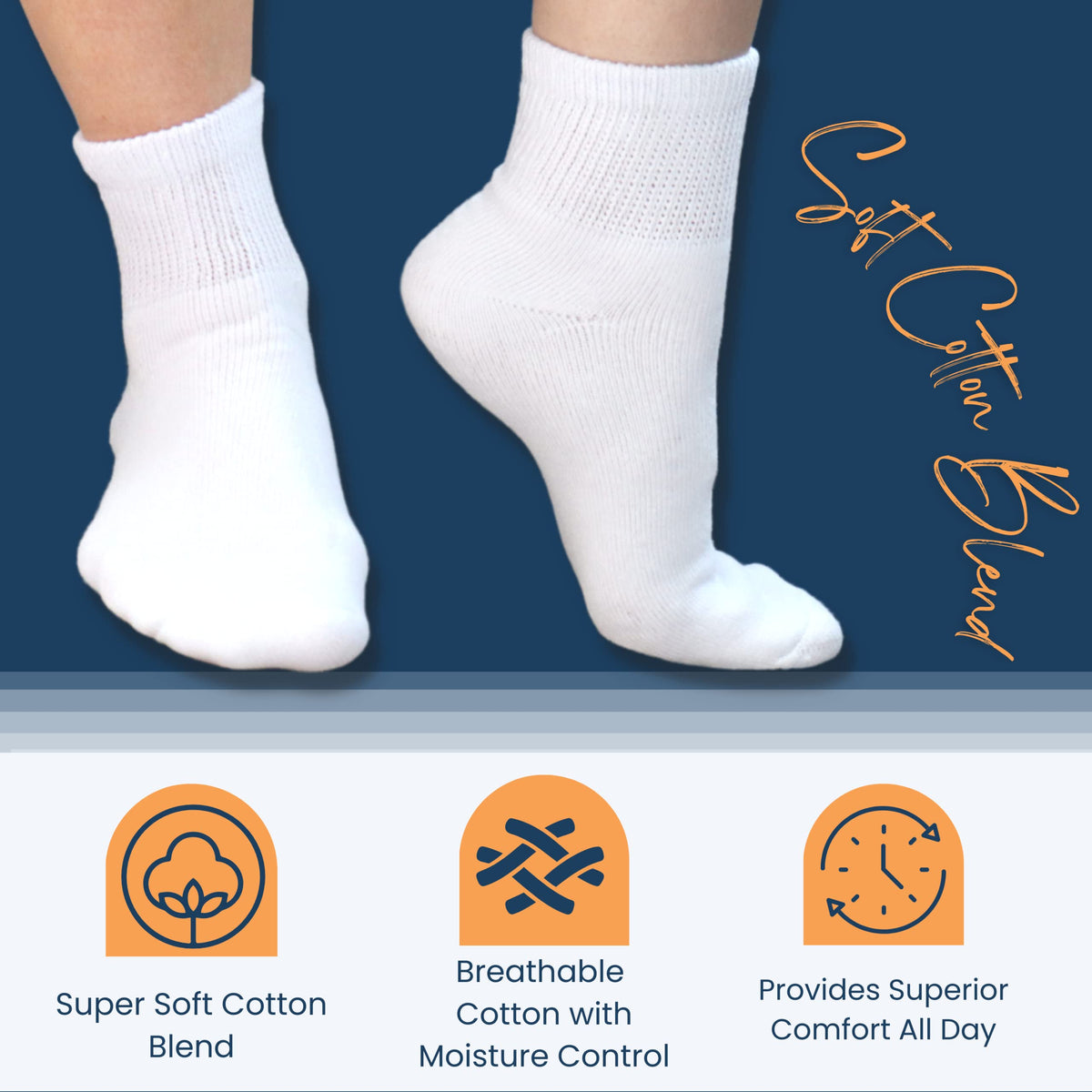 Women's Diabetic Ankle Socks, 6 Pairs, Non-Binding Z84263