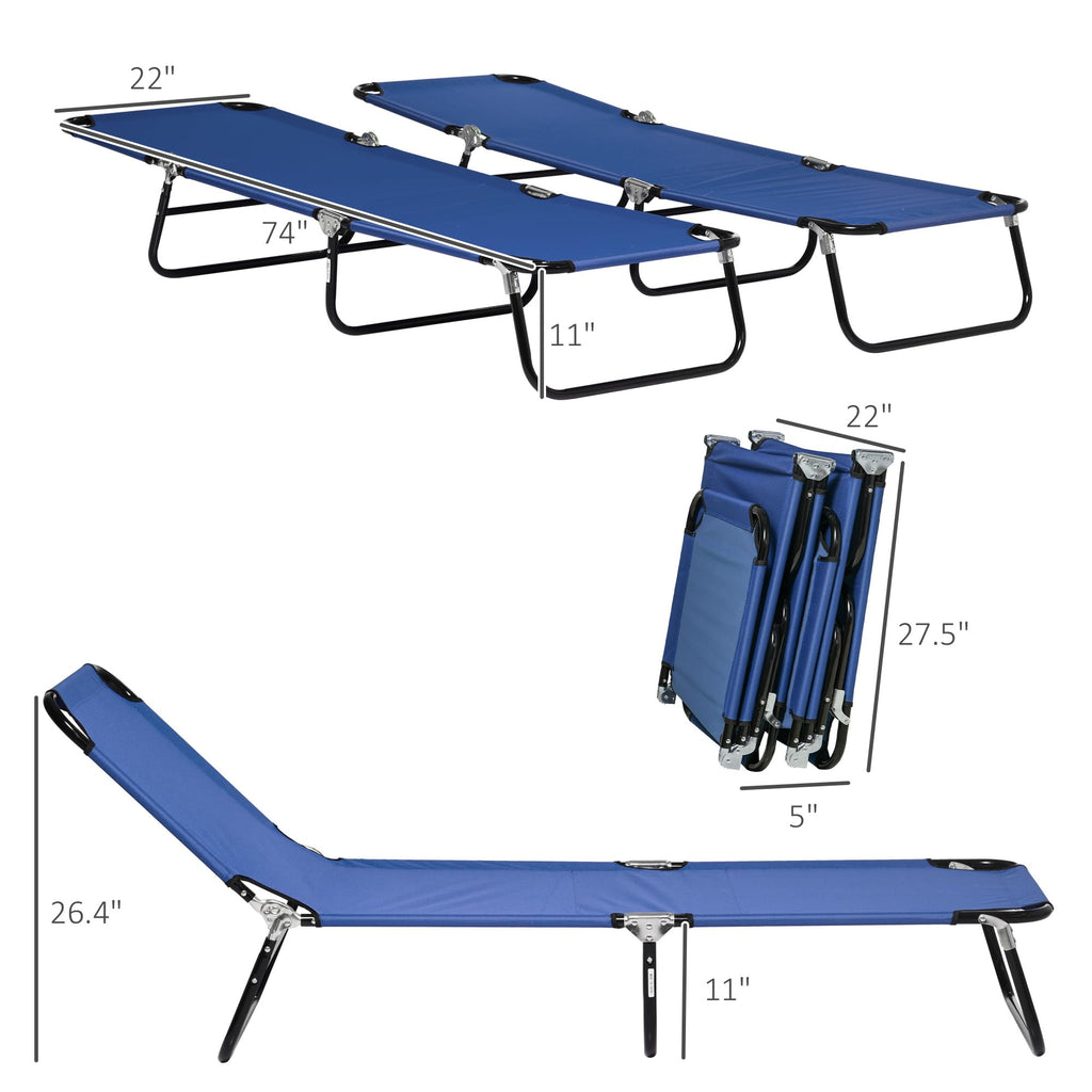 Blue 2 Pieces Folding Chaise Lounge Chair with 5-Level Back A6001