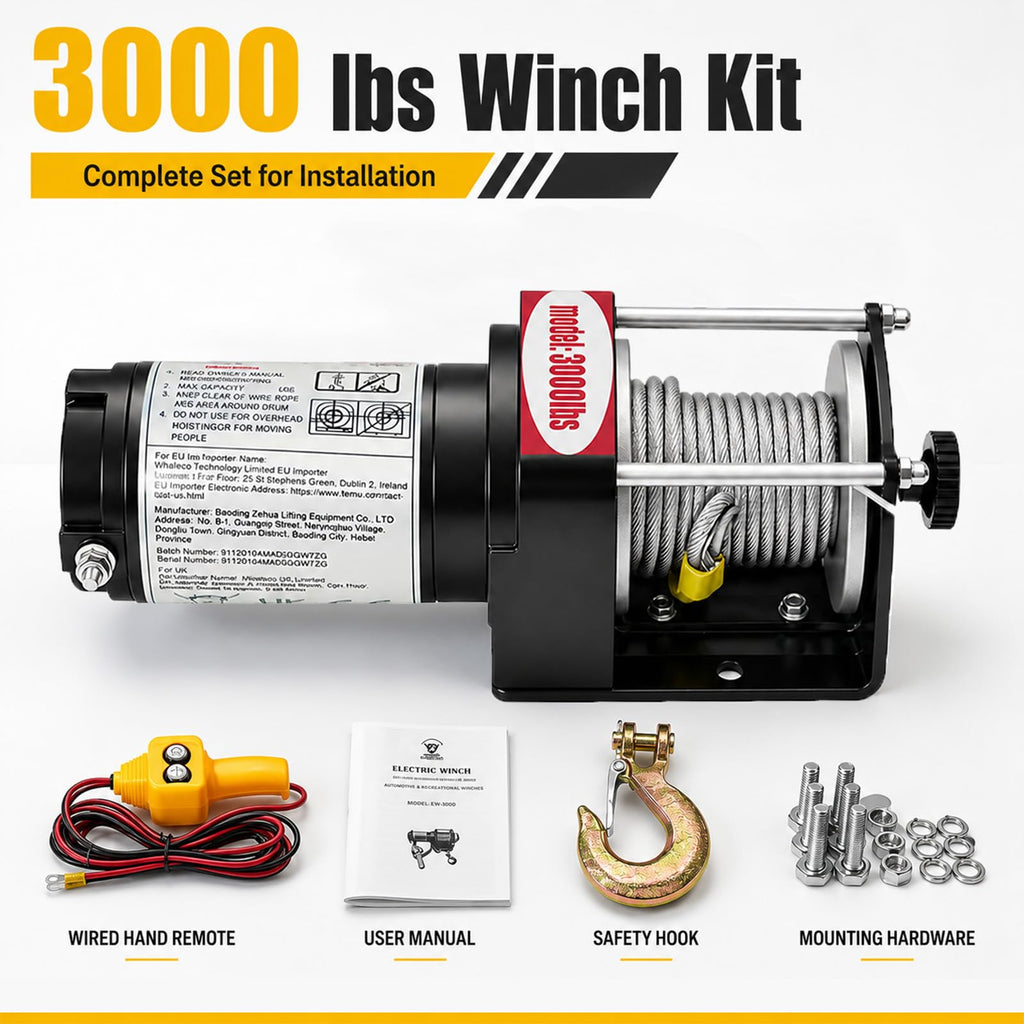 12V DC Electric Winch with Steel Cable A79036