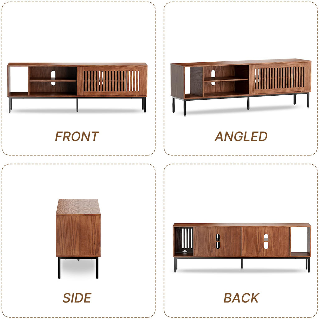 Farmhouse TV Stand for 65-70 Inch TVs with Sliding Barn Door Y22629