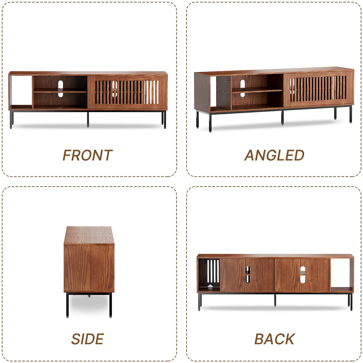 Farmhouse TV Stand for 65-70 Inch TVs with Sliding Barn Door Y22629