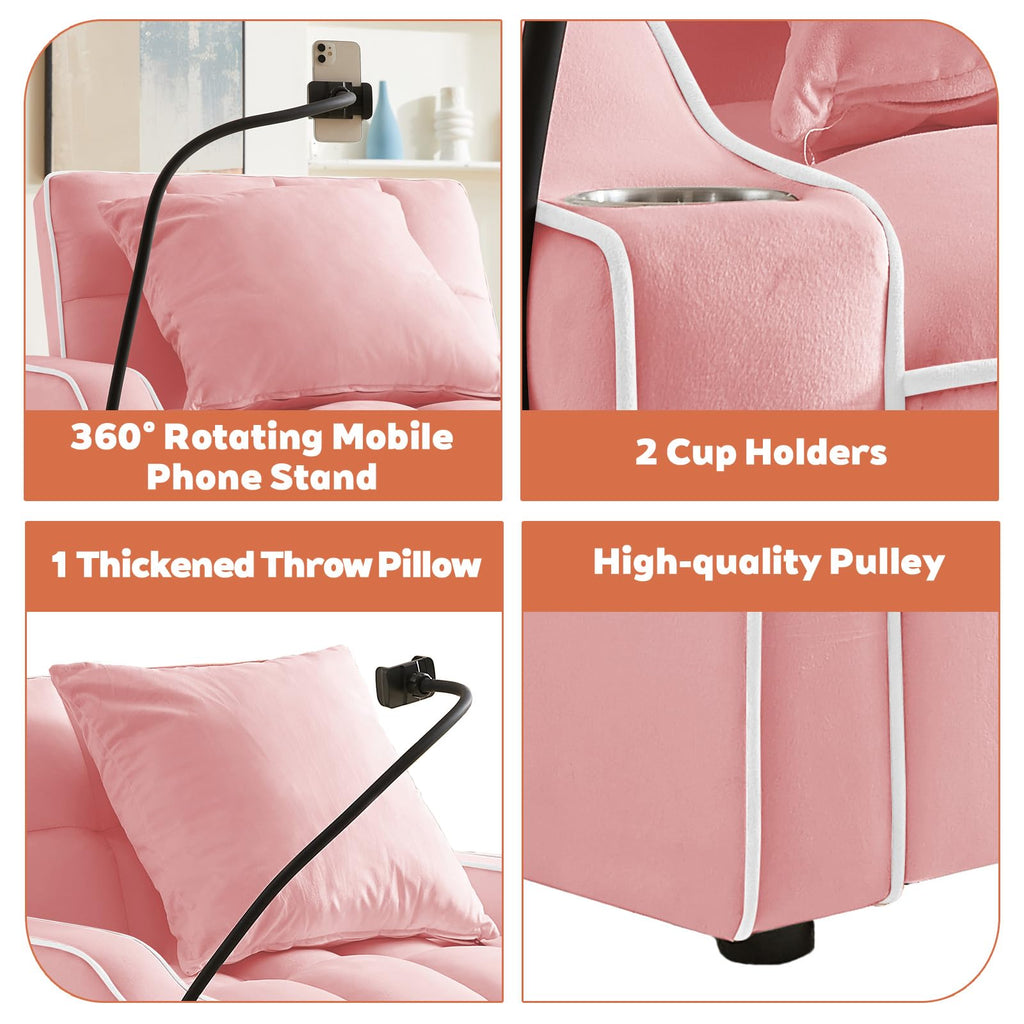 Pink Velvet Convertible Sleeper Chair L515