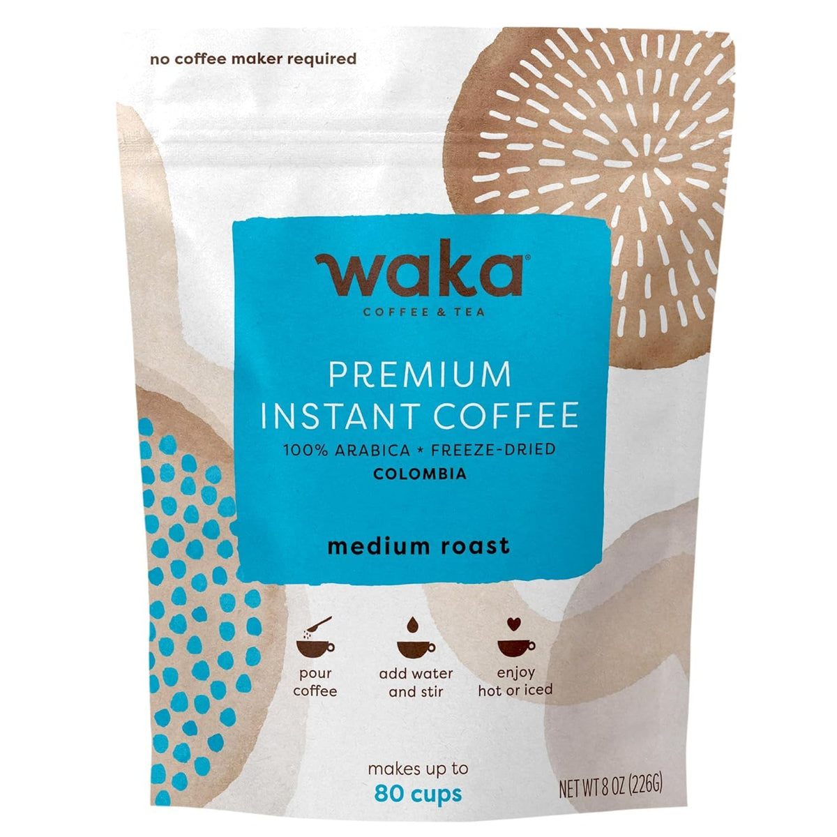 Instant Coffee, Colombian Medium Roast, 80 Cups, 8 oz Bag Y8259