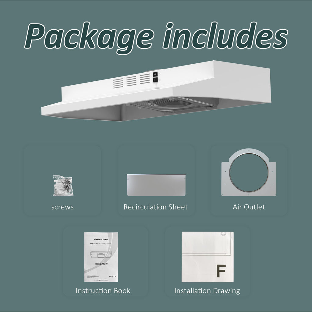 White 30 inch Under Cabinet Range Hood B80622