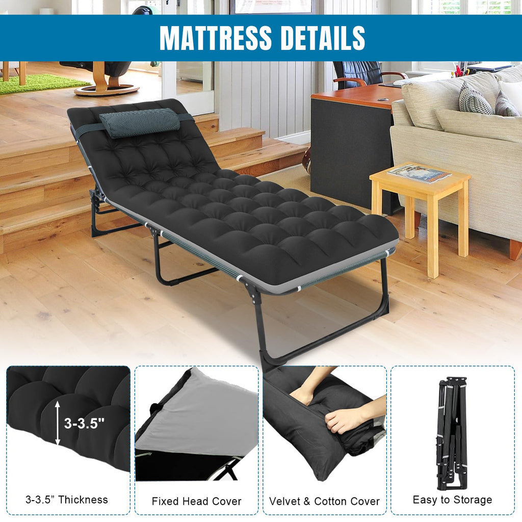5-Position Folding Camping Cot with Mattress A81342