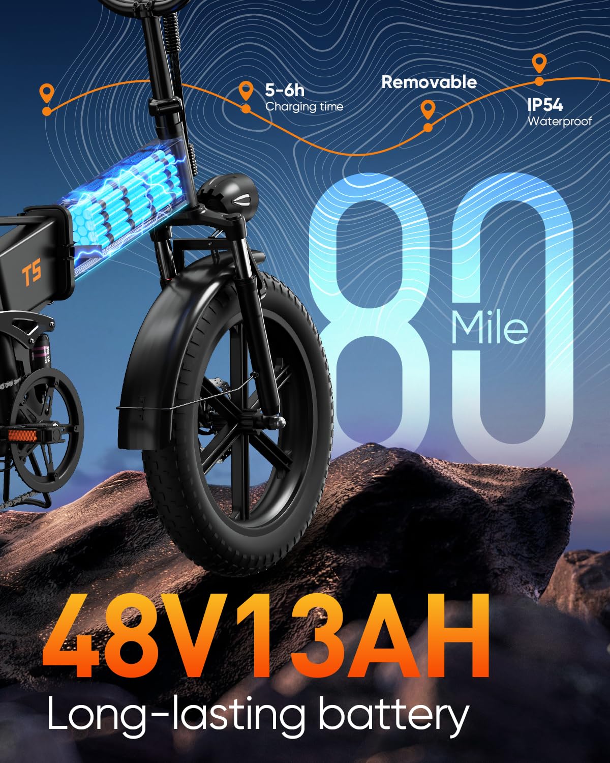 Folding Electric Bike 20" Fat Tire 1500W 48V 13AH T727073