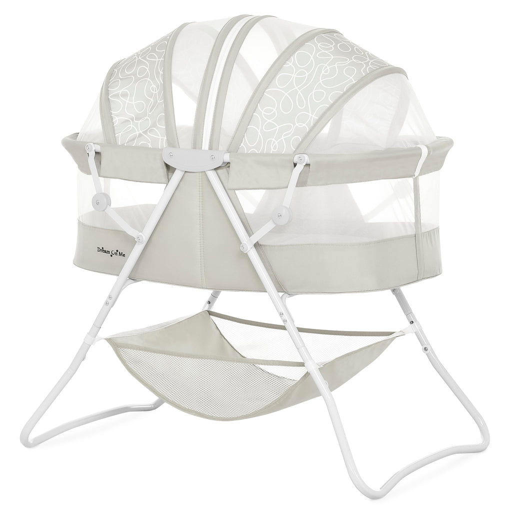 Portable Infant Bassinet, Double Mesh Canopy, Cool Grey N629