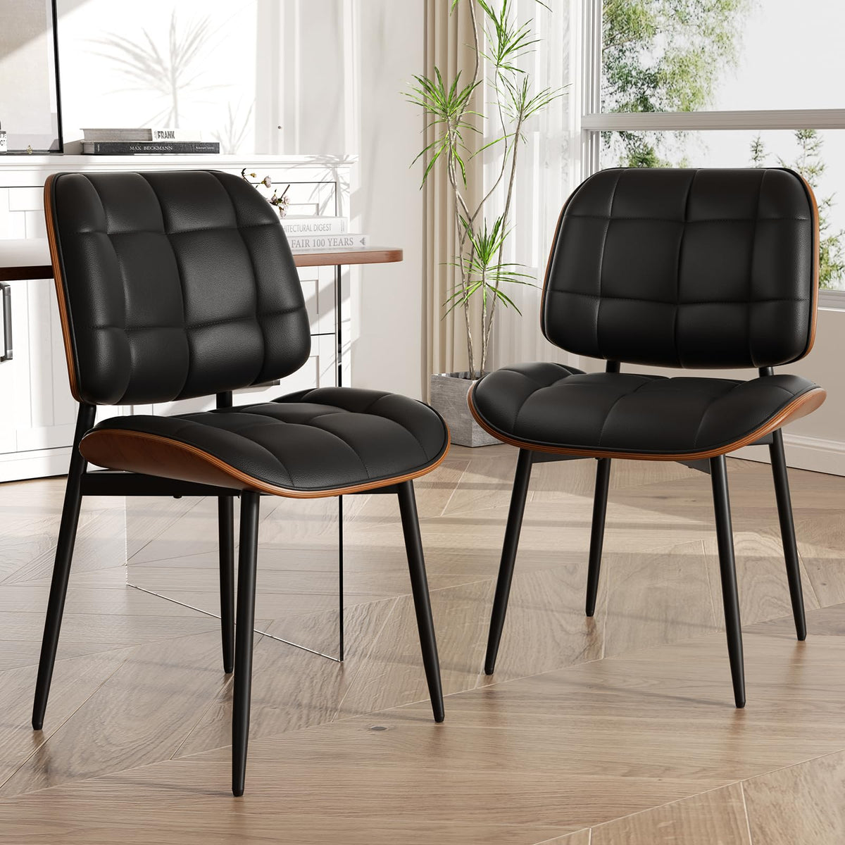 Black Faux Leather Dining Chairs Set of 4 O311094