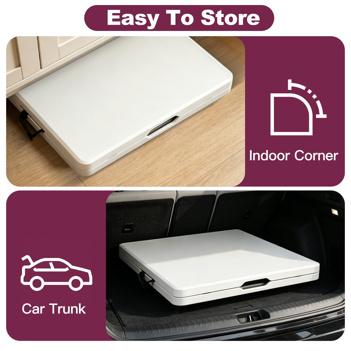 6FT White Folding Plastic Utility Table with Carrying Handle D134628