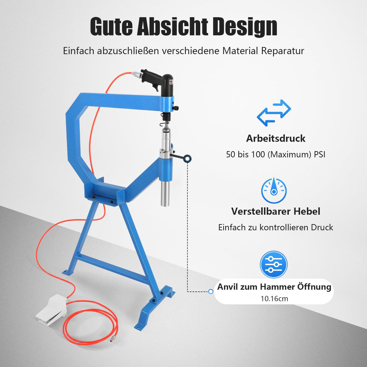 Pneumatic Planishing Hammer with Pedal and Stand H6453