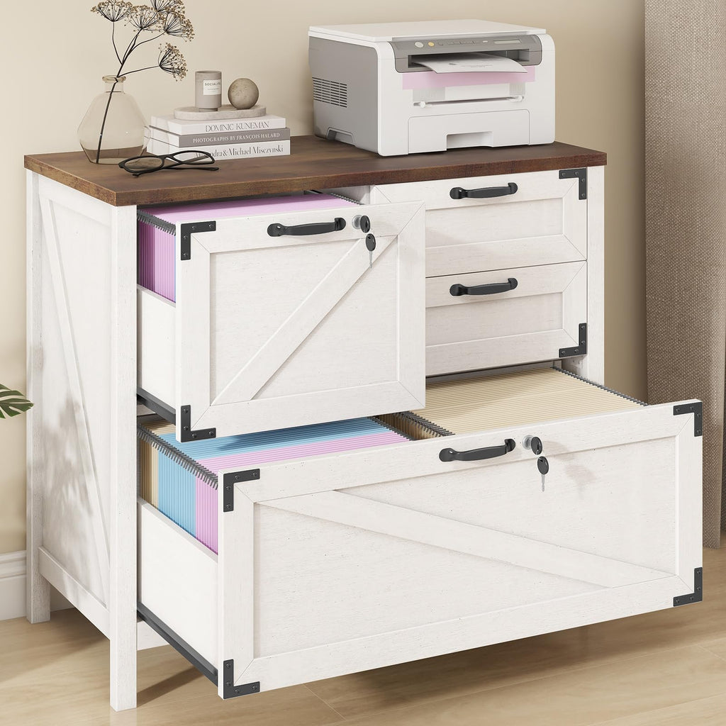 White 4 Drawer File Cabinet with Lock J327374