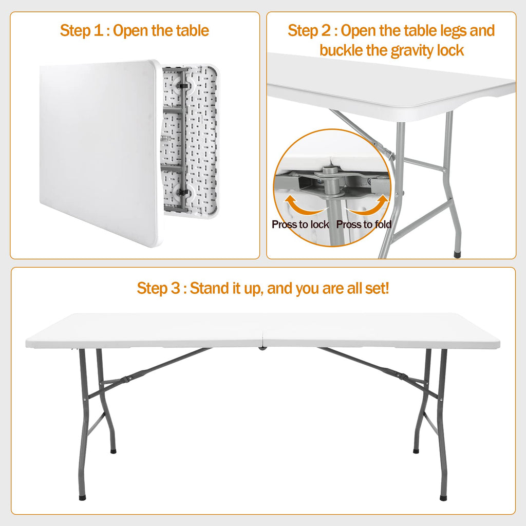 6FT White Foldable Plastic Utility Table X25817