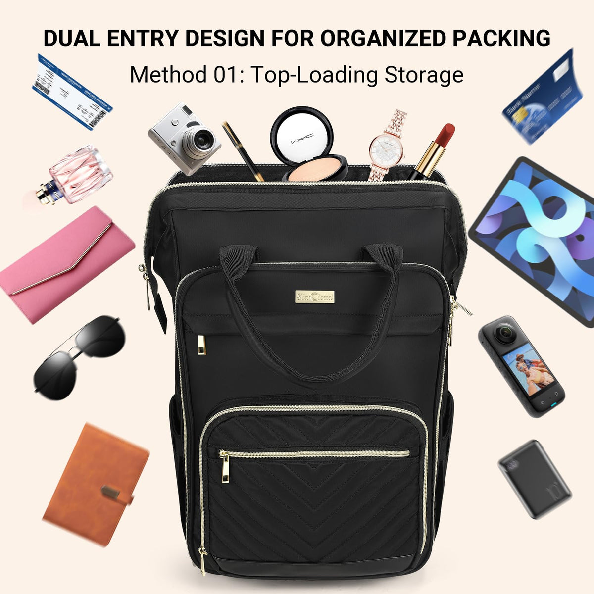 Rolling Backpack with Wheels, USB & Type-C Charging Port N63128