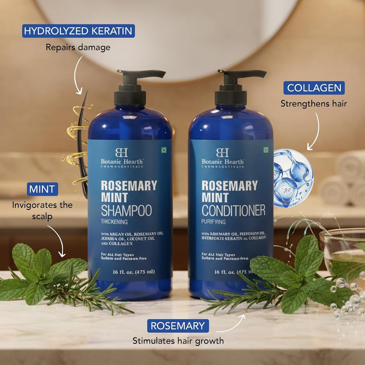 Rosemary Mint Shampoo and Conditioner Set 16 fl oz J845316