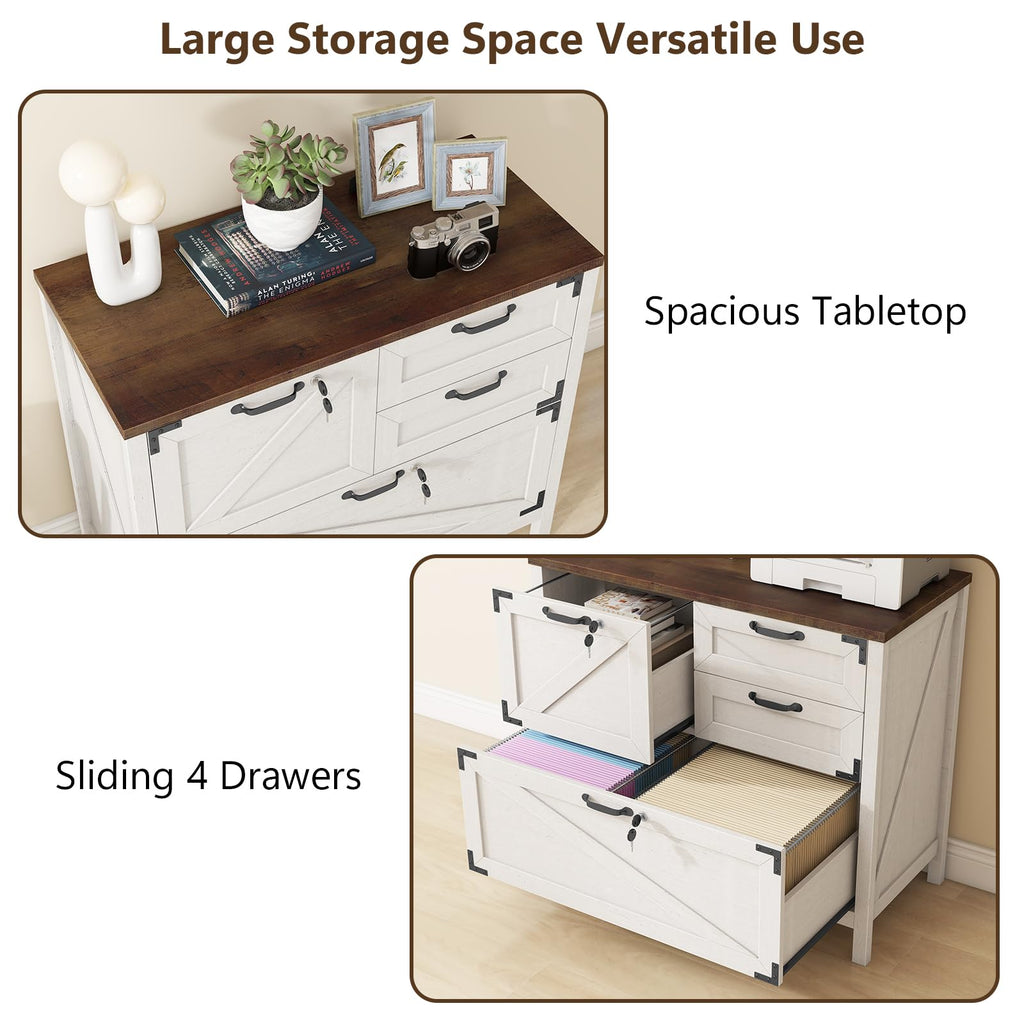 White 4 Drawer File Cabinet with Lock J327374