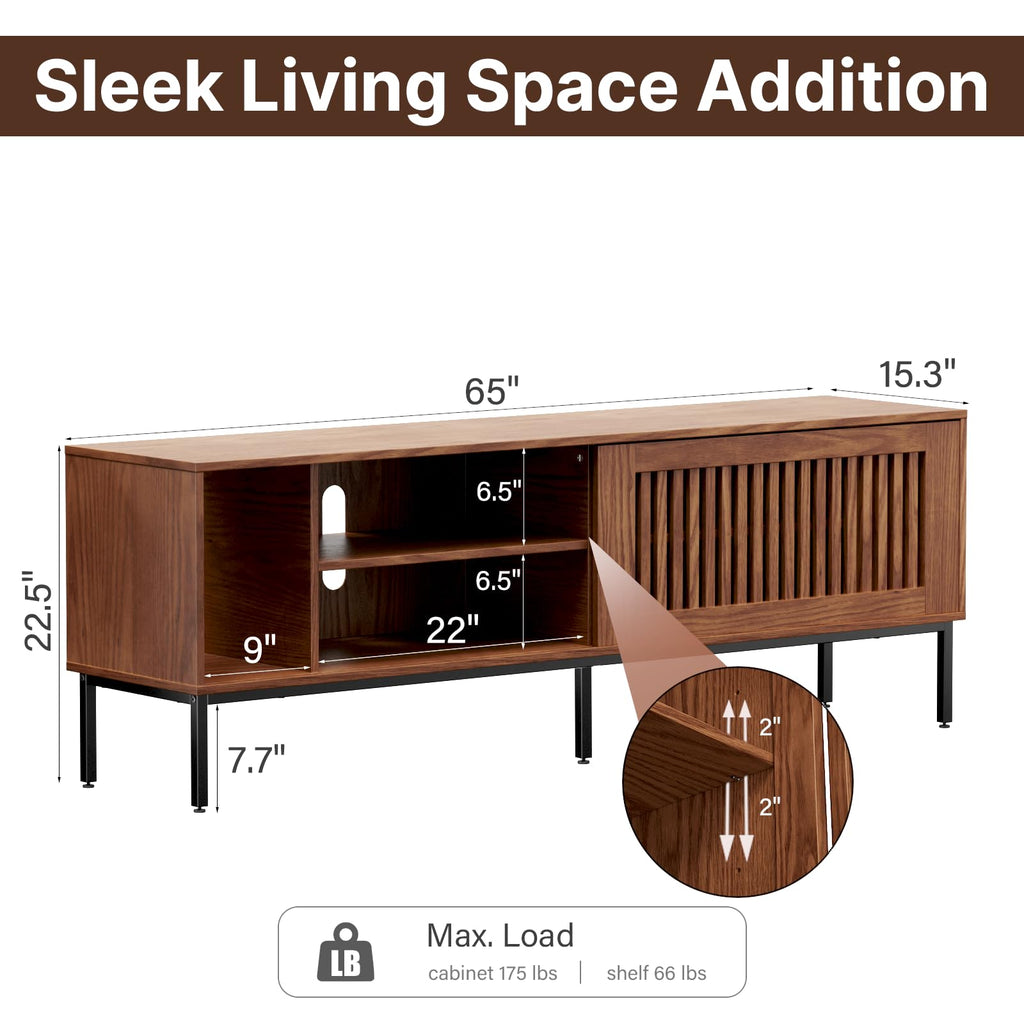 Farmhouse TV Stand for 65-70 Inch TVs with Sliding Barn Door Y22629