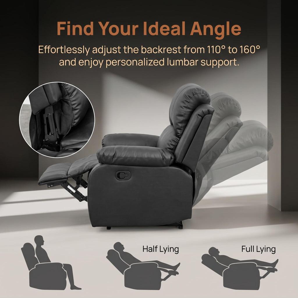 Black 3 Piece Leather Recliner Sofa Set with Cup Holders K110