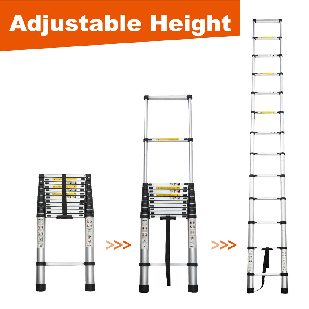 12.5FT Aluminum Telescoping Ladder 300 lbs B2606