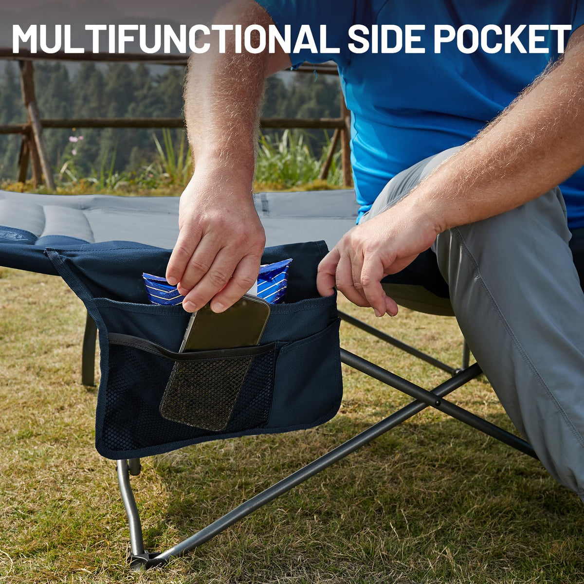Extra Wide Heavy Duty Camping Cot with Carry Bag S1245
