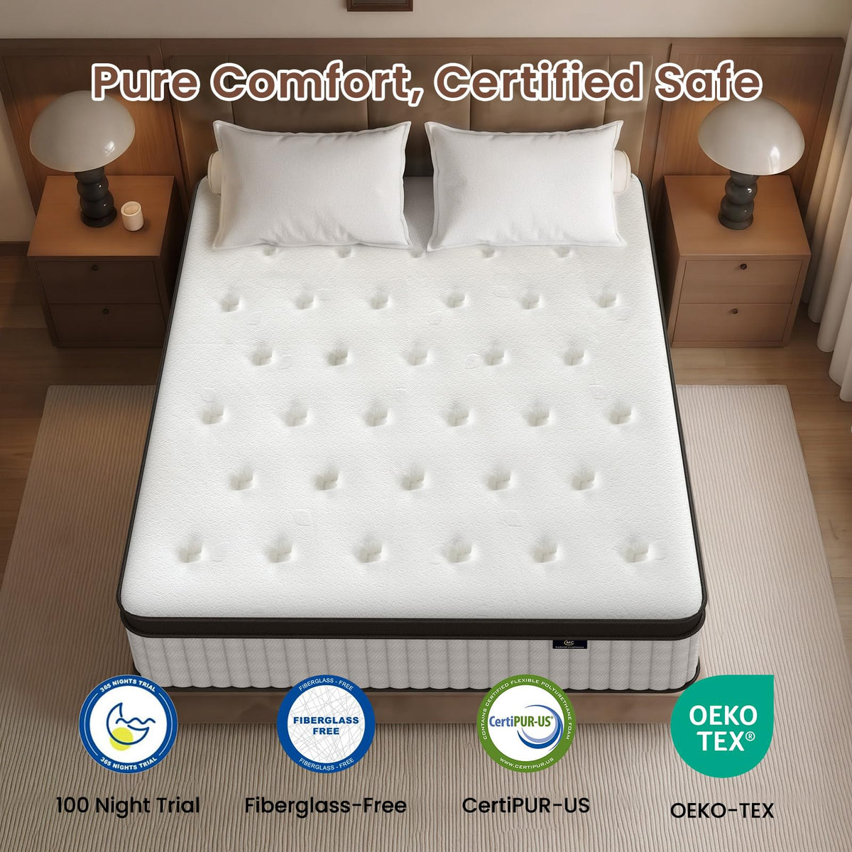 12 Inch Fiberglass Free Hybrid Mattress L6861