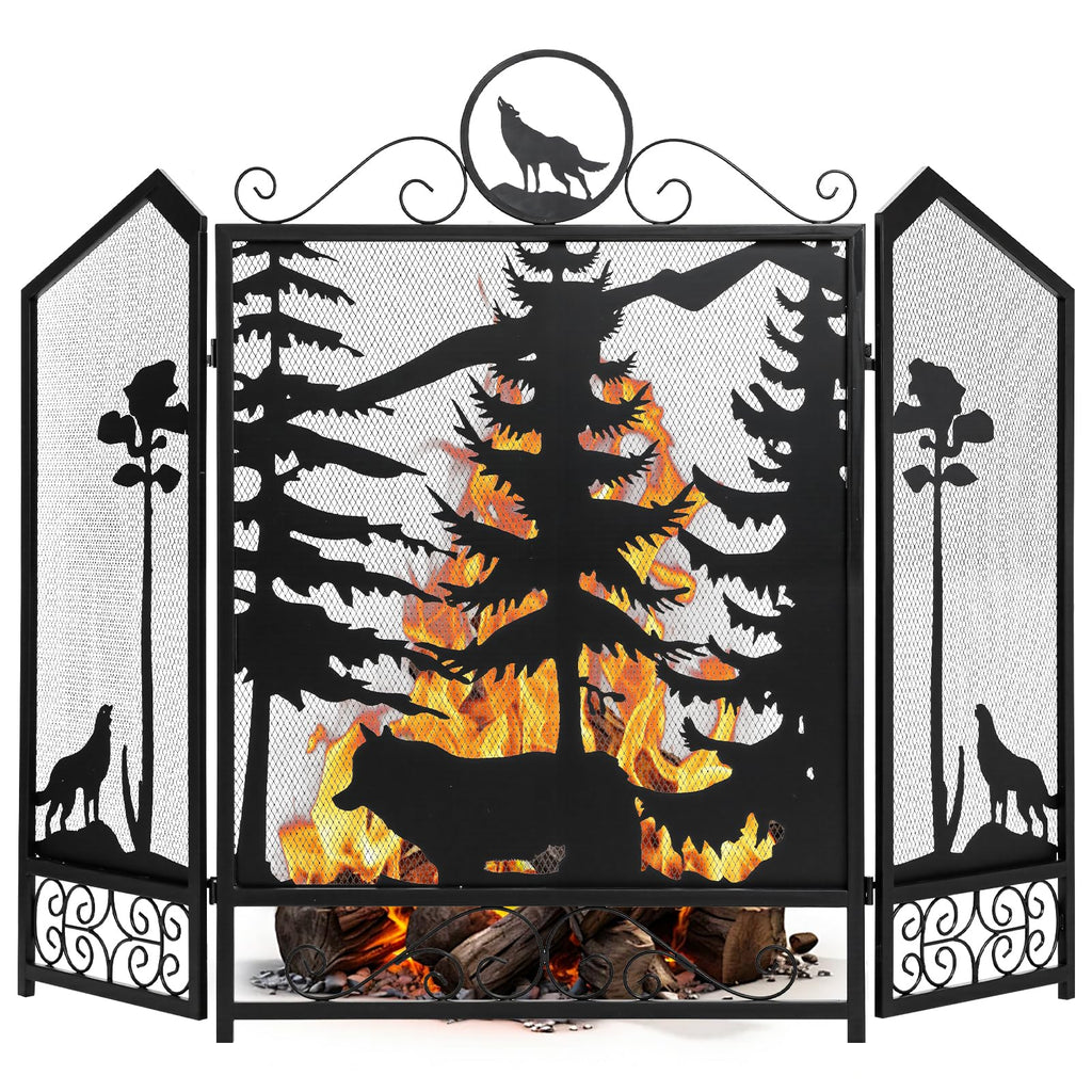 Black 3 Panel Fireplace Screen I344439