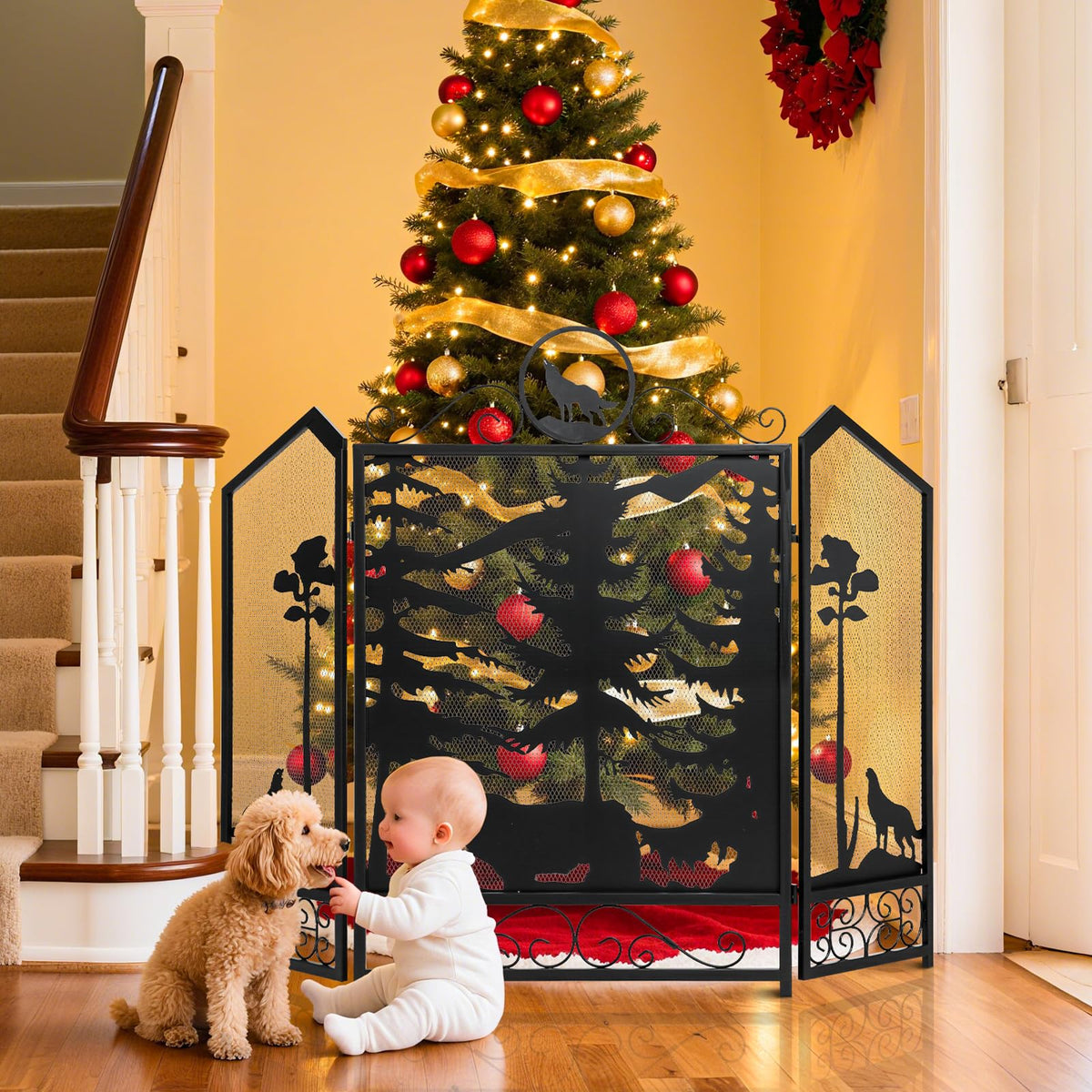 Black 3 Panel Fireplace Screen I344439