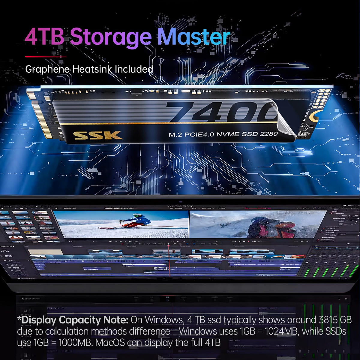 M.2 NVMe SSD 4TB PCIe Gen 4.0 x4 2280 Internal SSD T497372