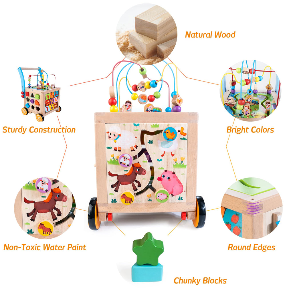 Wooden Activity Cube Baby Walker T4227