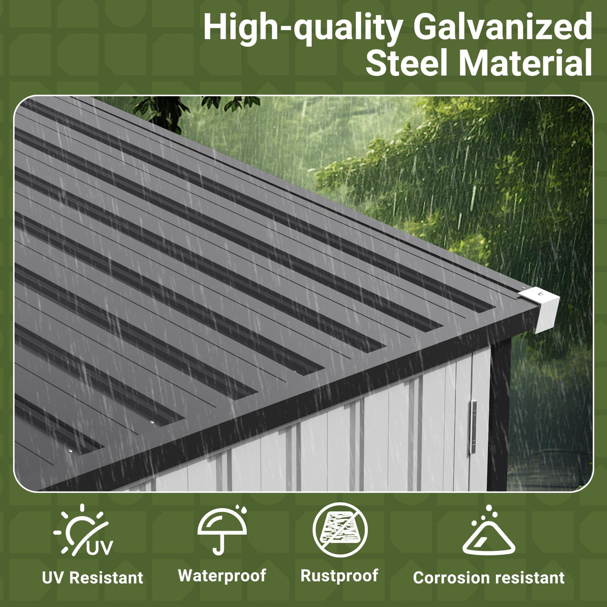 10X14 FT Metal Outdoor Storage Shed with Window, Black O9375