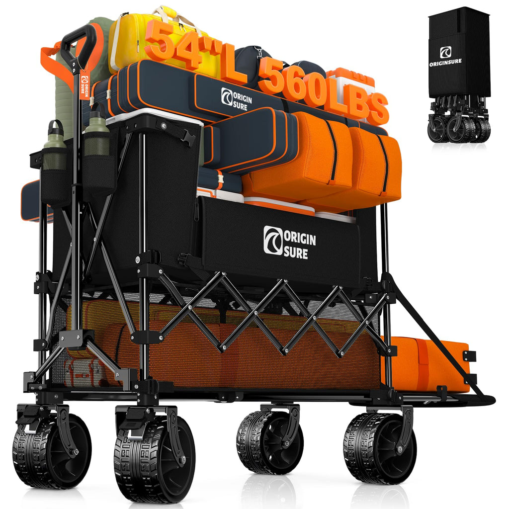 Foldable Double Decker Wagon, 560lbs, Black X168263