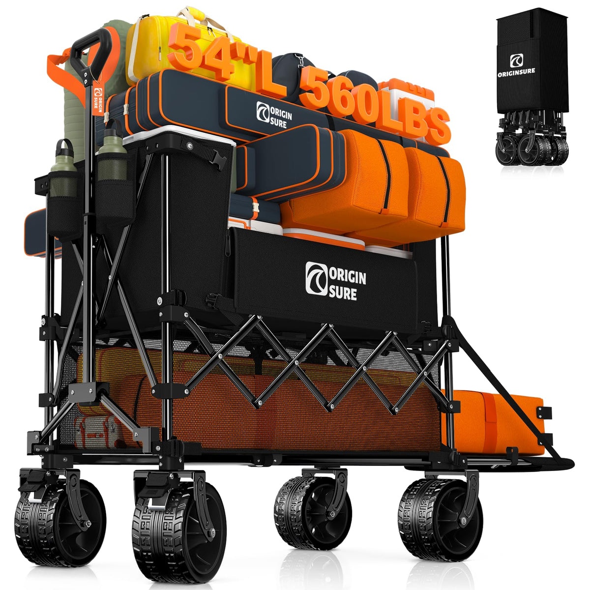 Foldable Double Decker Wagon, 560lbs, Black X168263