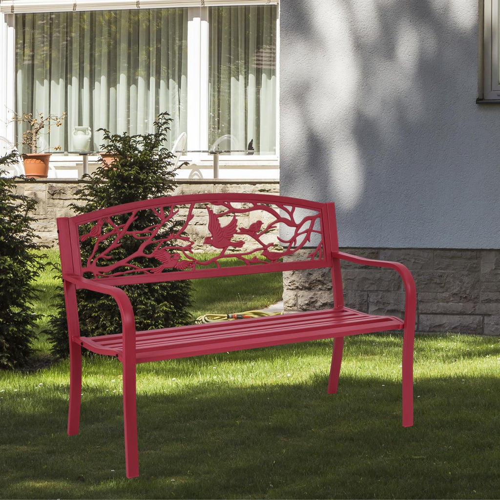 50" Outdoor Bench with Cast Iron Backrest X342