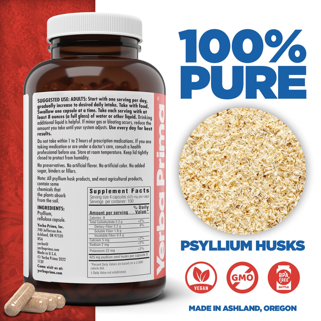 Psyllium Husks Veg Caps, 400 Capsules (625mg) F4645