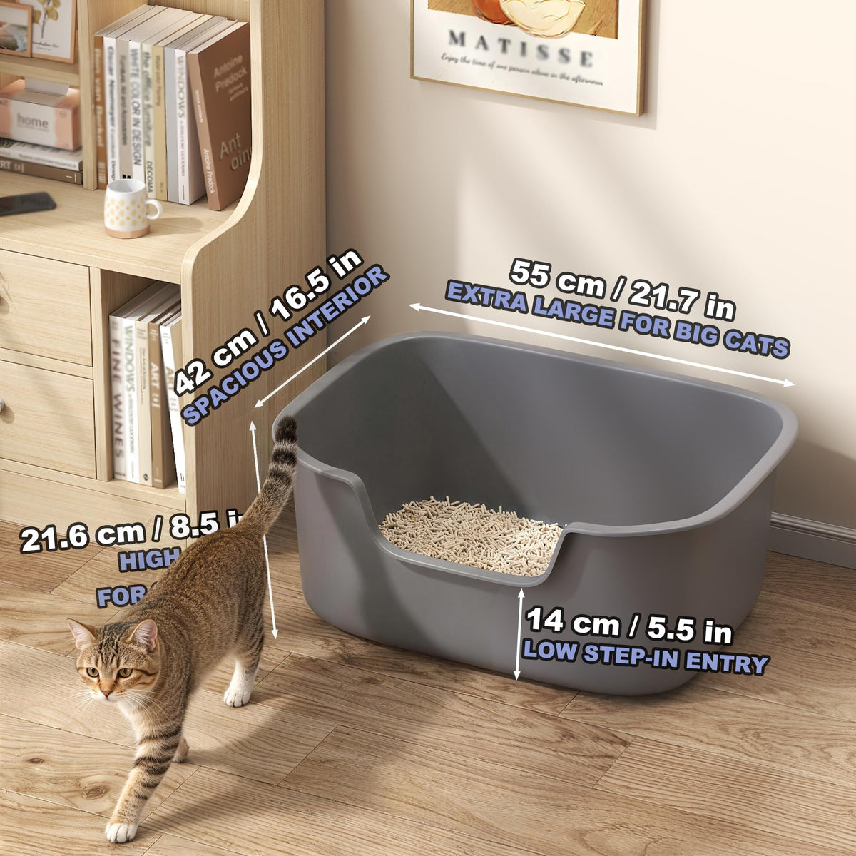 Large High Sides Cat Litter Box A11791