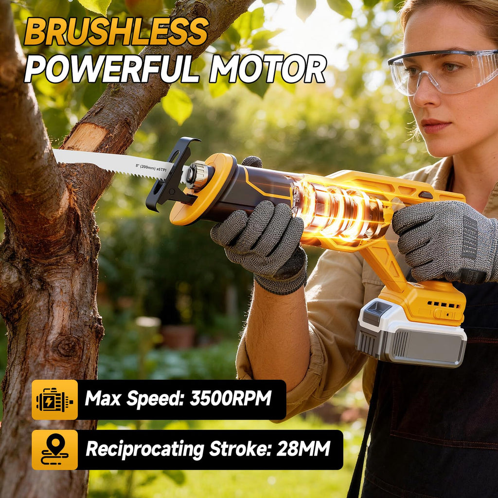 Cordless Brushless Reciprocating Saw with 8 Blades V73200