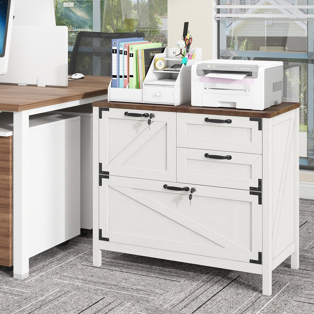 White 4 Drawer File Cabinet with Lock J327374