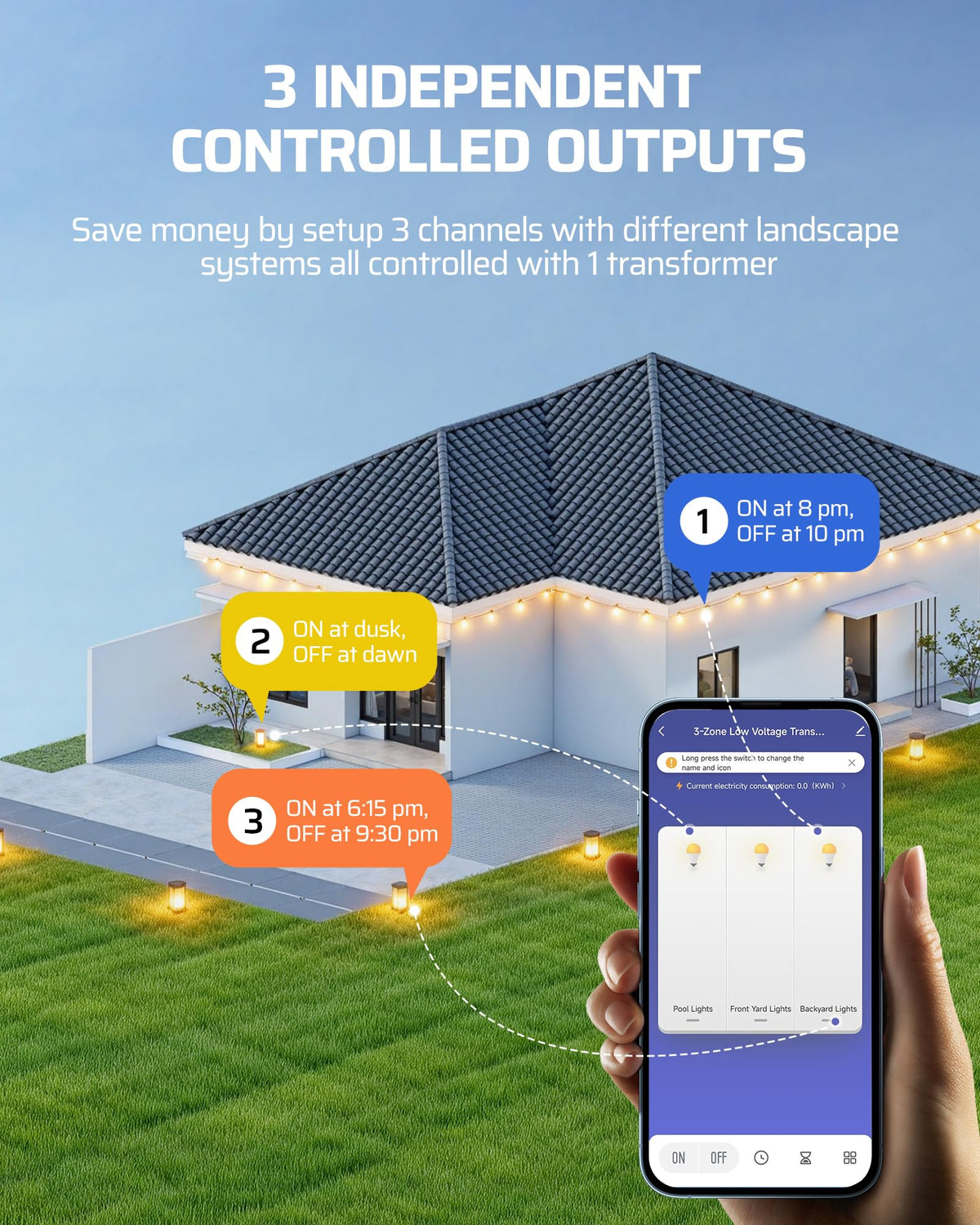 300W Low Voltage Landscape Transformer with Timer K317
