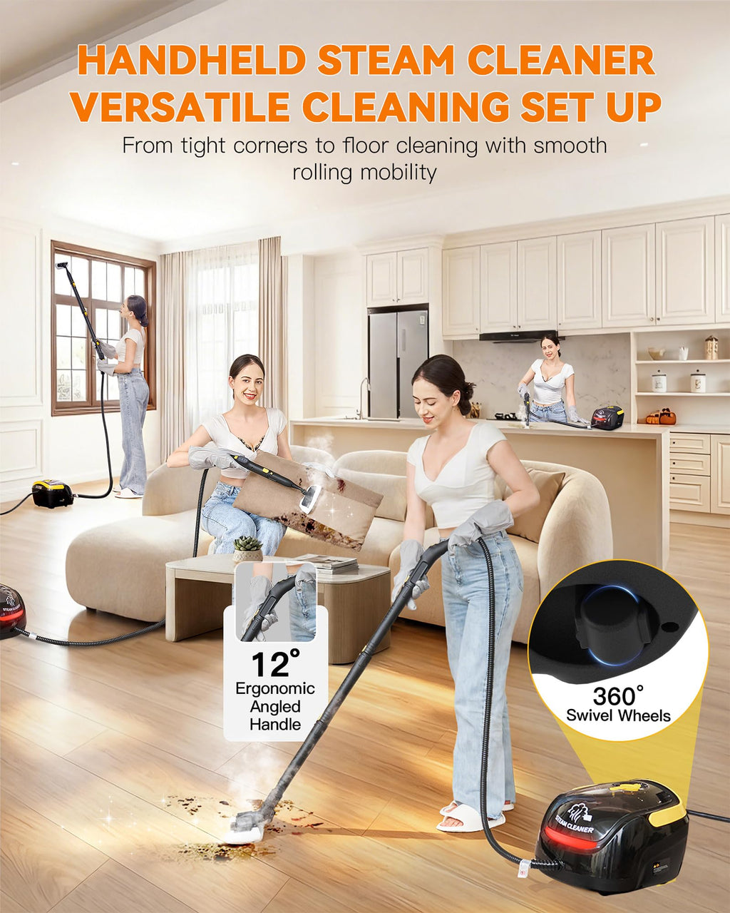Steam Cleaner with Mop, 25 Accessories I402