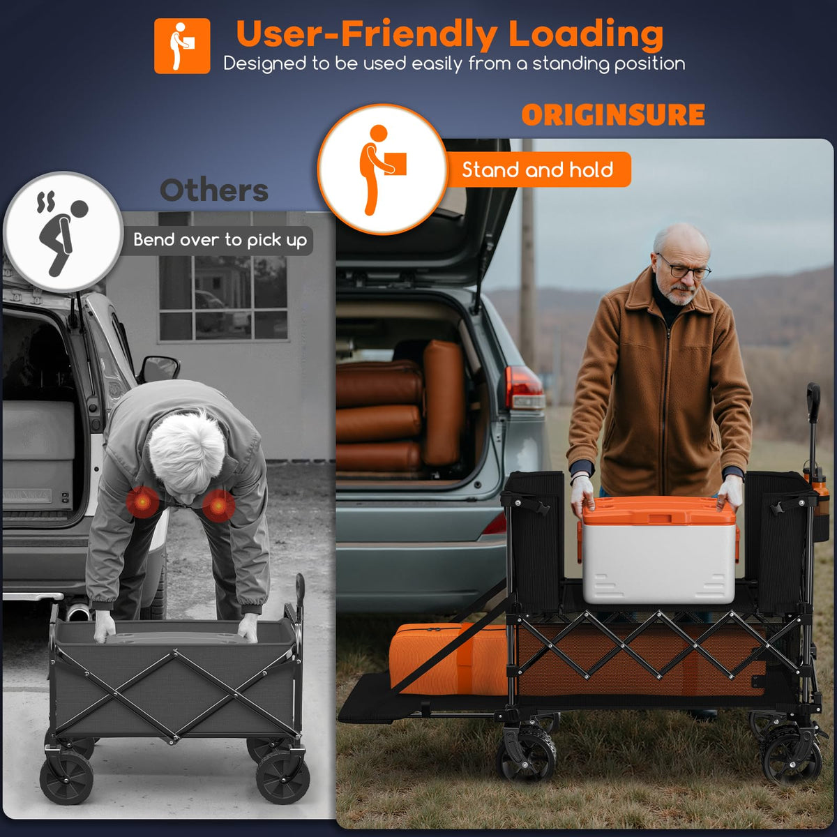 Foldable Double Decker Wagon, 560lbs, Black X168263