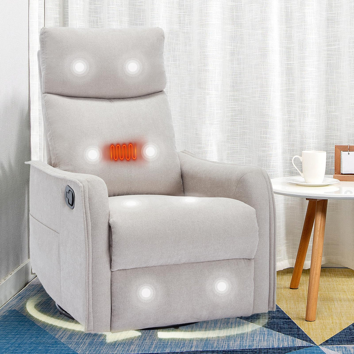 Swivel Rocker Recliner Chair with Heated Massage N3924