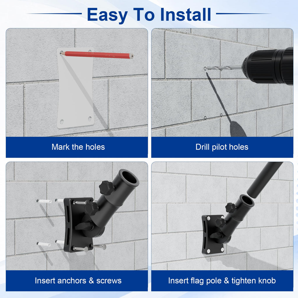 Aluminum Wall and Post Mount Flag Pole Holder W248689