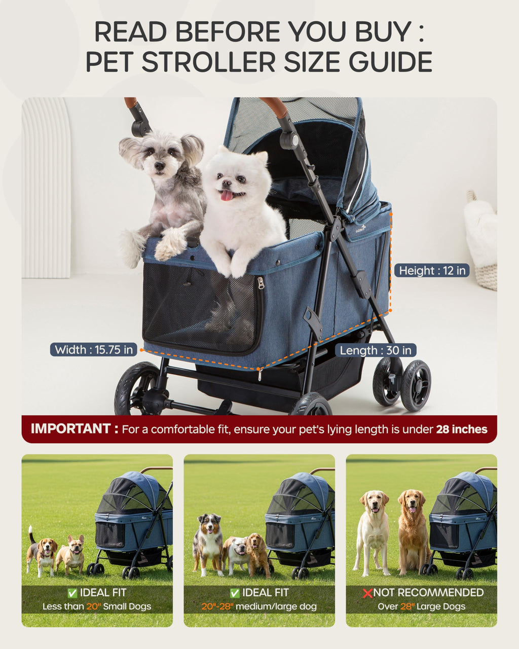 Large & Medium Dog Stroller U72125