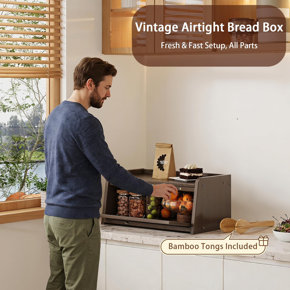 Bamboo Bread Box with Window P18645