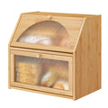 Extra Large Bamboo Wood Double Layer Bread Box A830622