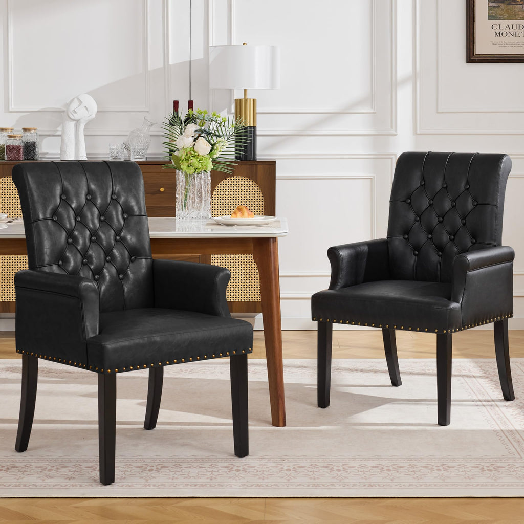 Black PU Leather Dining Chair with Arms F263